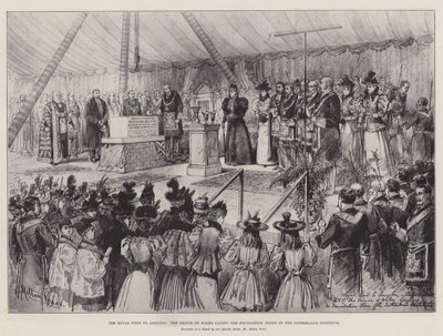 Het Koninklijk Bezoek aan Longton, de Prins van Wales legt de Eerste Steen van het Sutherland Instituut door Melton Prior